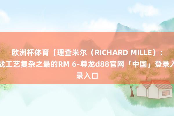 欧洲杯体育【理查米尔(RICHARD MILLE):挑战工艺复杂之最的RM 6-尊龙d88官网「中国」登录入口
