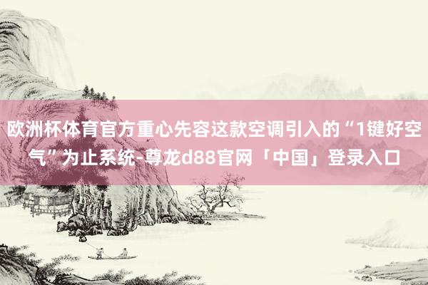 欧洲杯体育官方重心先容这款空调引入的“1键好空气”为止系统-尊龙d88官网「中国」登录入口