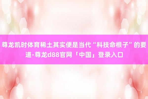 尊龙凯时体育稀土其实便是当代“科技命根子”的要道-尊龙d88官网「中国」登录入口