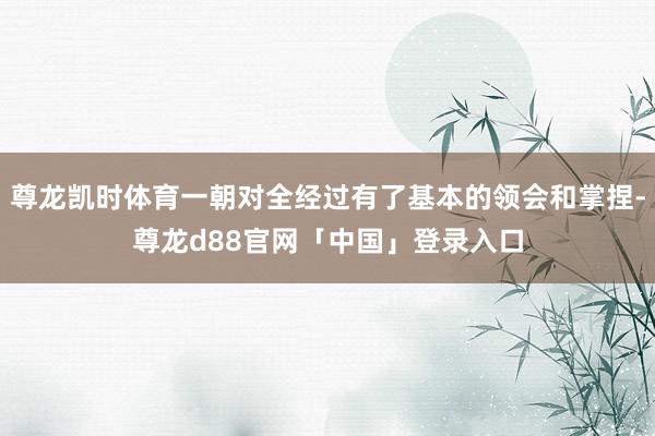 尊龙凯时体育一朝对全经过有了基本的领会和掌捏-尊龙d88官网「中国」登录入口