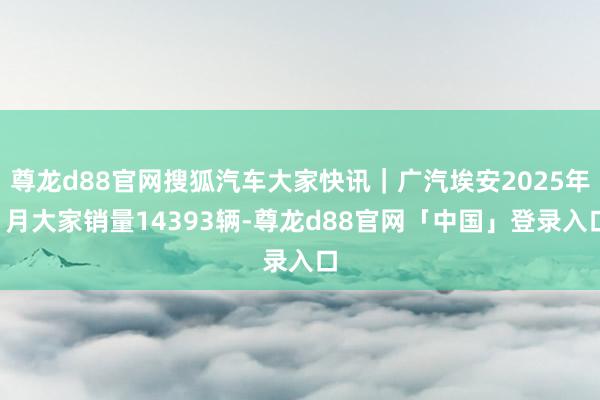 尊龙d88官网搜狐汽车大家快讯｜广汽埃安2025年1月大家销量14393辆-尊龙d88官网「中国」登录入口