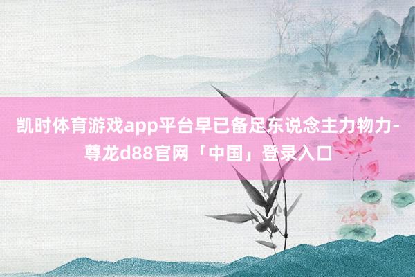 凯时体育游戏app平台早已备足东说念主力物力-尊龙d88官网「中国」登录入口
