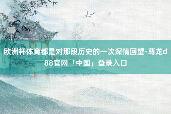欧洲杯体育都是对那段历史的一次深情回望-尊龙d88官网「中国」登录入口