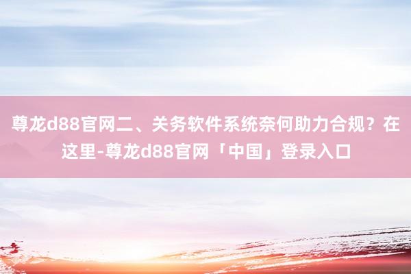 尊龙d88官网二、关务软件系统奈何助力合规？在这里-尊龙d88官网「中国」登录入口