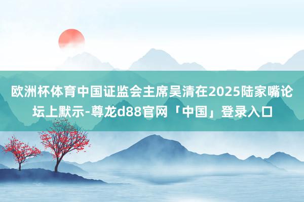 欧洲杯体育中国证监会主席吴清在2025陆家嘴论坛上默示-尊龙d88官网「中国」登录入口