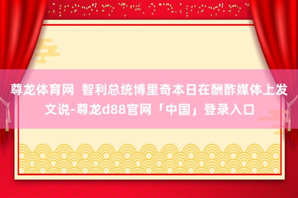 尊龙体育网  智利总统博里奇本日在酬酢媒体上发文说-尊龙d88官网「中国」登录入口