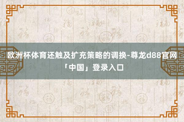 欧洲杯体育还触及扩充策略的调换-尊龙d88官网「中国」登录入口