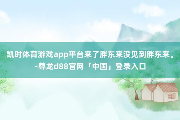 凯时体育游戏app平台来了胖东来没见到胖东来。-尊龙d88官网「中国」登录入口