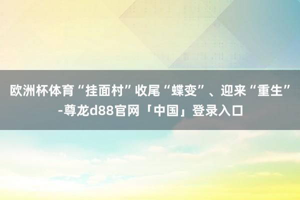 欧洲杯体育“挂面村”收尾“蝶变”、迎来“重生”-尊龙d88官网「中国」登录入口