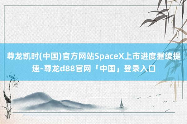 尊龙凯时(中国)官方网站SpaceX上市进度握续提速-尊龙d88官网「中国」登录入口