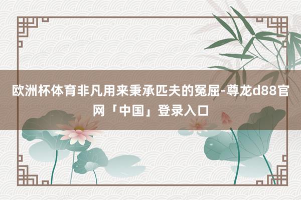 欧洲杯体育非凡用来秉承匹夫的冤屈-尊龙d88官网「中国」登录入口