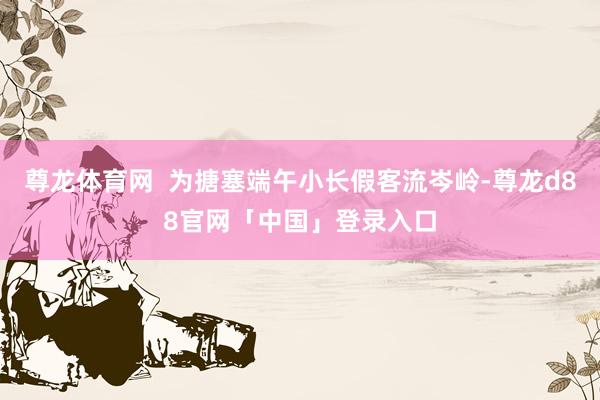 尊龙体育网  为搪塞端午小长假客流岑岭-尊龙d88官网「中国」登录入口