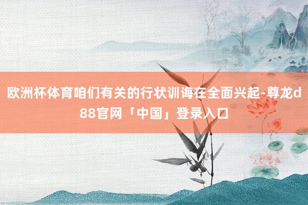 欧洲杯体育咱们有关的行状训诲在全面兴起-尊龙d88官网「中国」登录入口