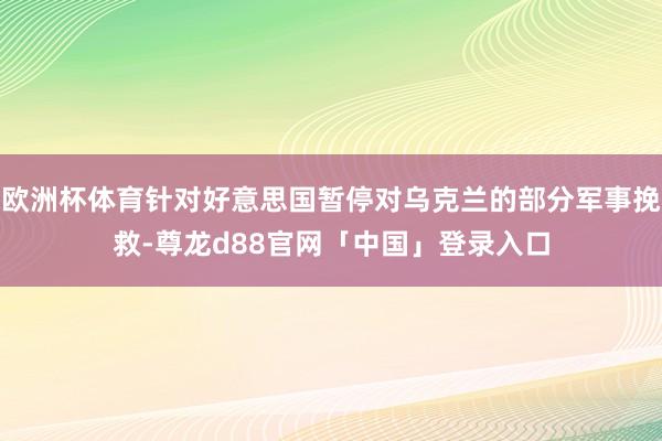 欧洲杯体育针对好意思国暂停对乌克兰的部分军事挽救-尊龙d88官网「中国」登录入口