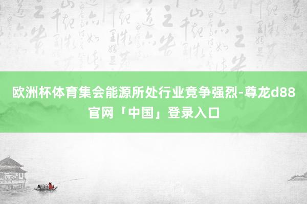 欧洲杯体育集会能源所处行业竞争强烈-尊龙d88官网「中国」登录入口