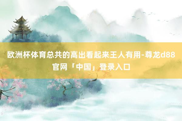 欧洲杯体育总共的高出看起来王人有用-尊龙d88官网「中国」登录入口
